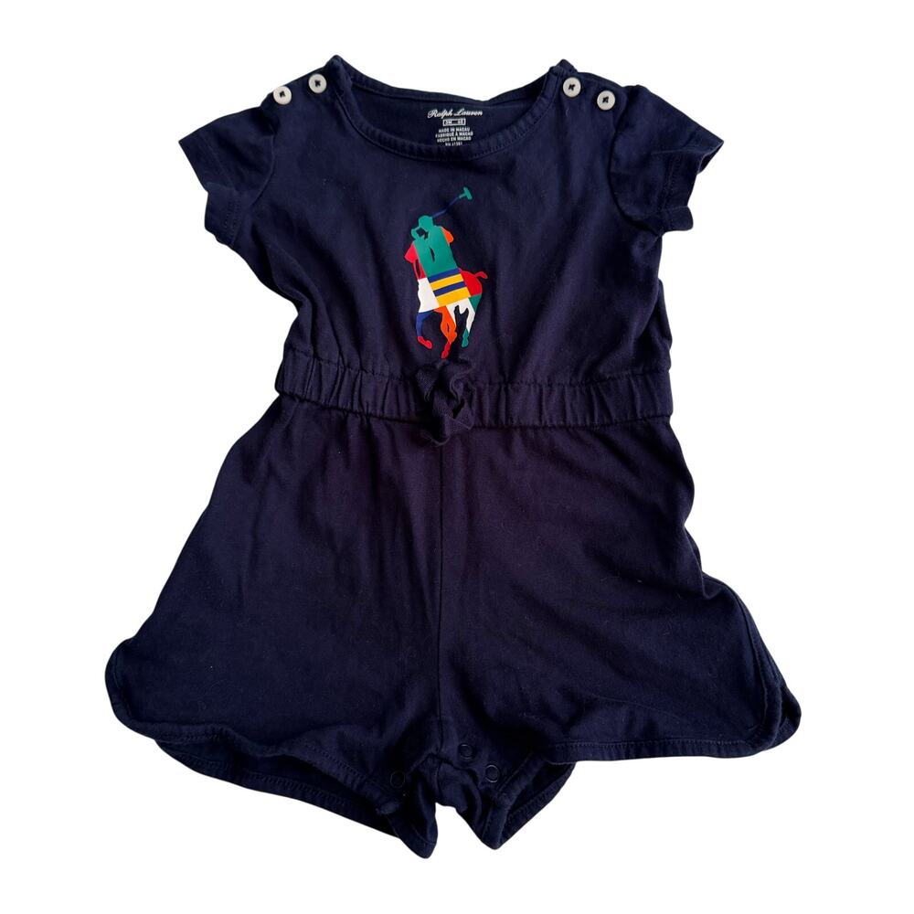 Adorable Ralph Lauren Navy Romper - 3 Months